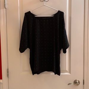 Calvin Klein shoulder slit blouse with rhinestone